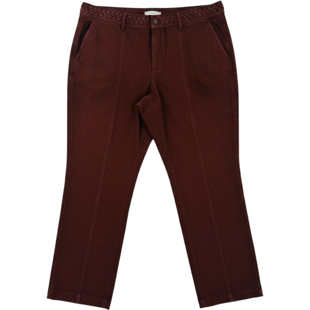 Talbots Classic Jean Trouser Mahogany Brown 18W Braided Waist Mid Rise NWT
